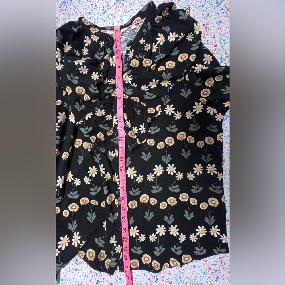 BODEN, Ruffle Front Jersey Shirt Black, US 10 R UK 14 floral new with tags - Picture 14 of 14